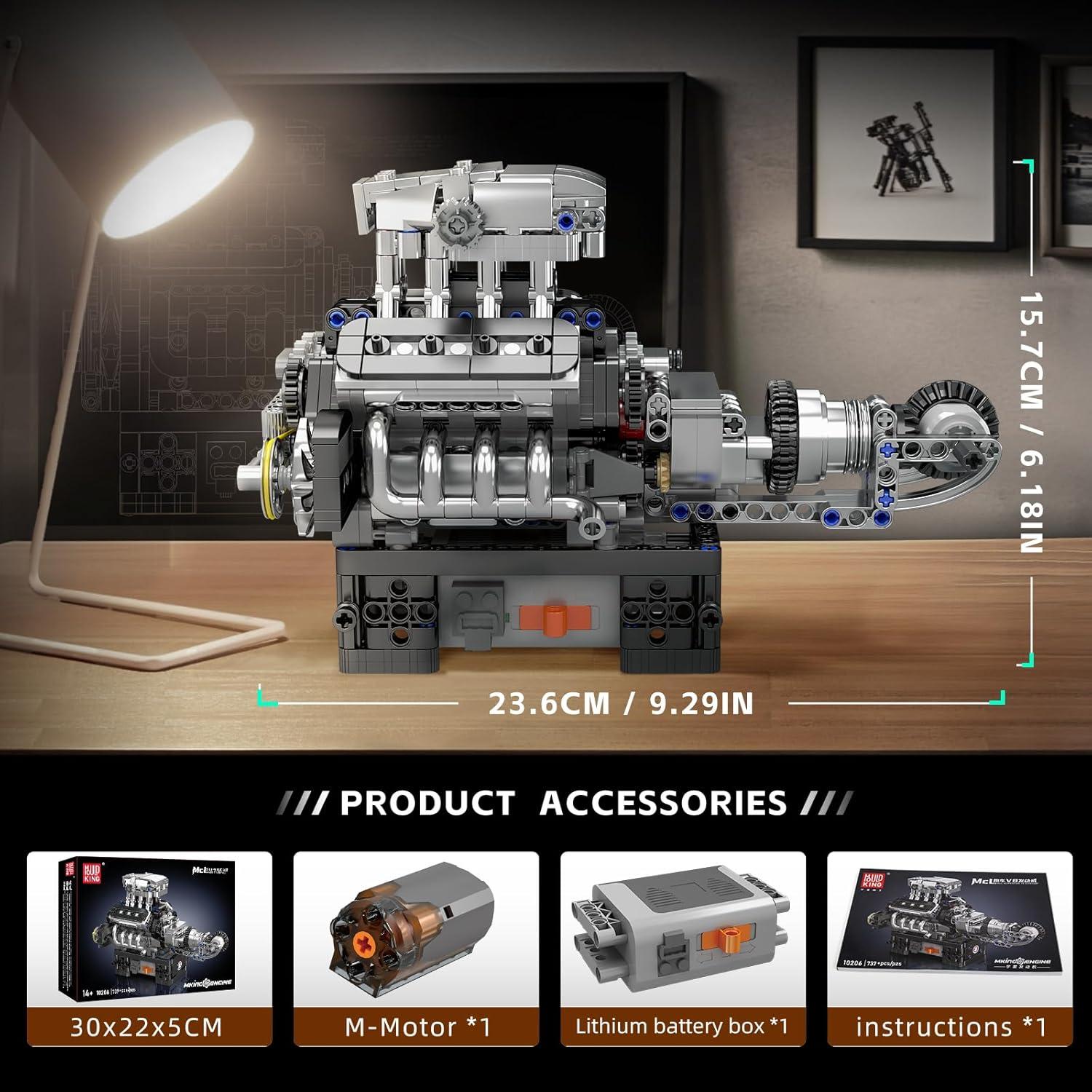 Mould King Kit Motor V8 737 Piezas para Construcción