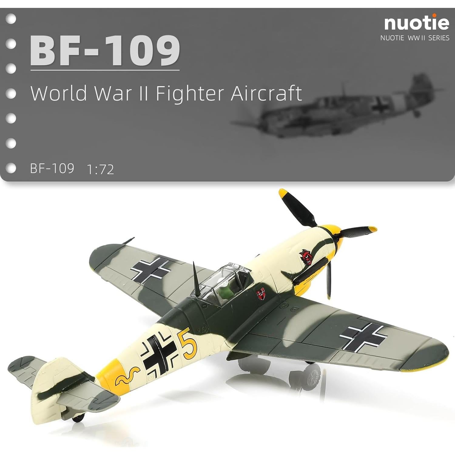 Modelo avión combate NUOTIE BF-109 escala 1/72 camuflaje