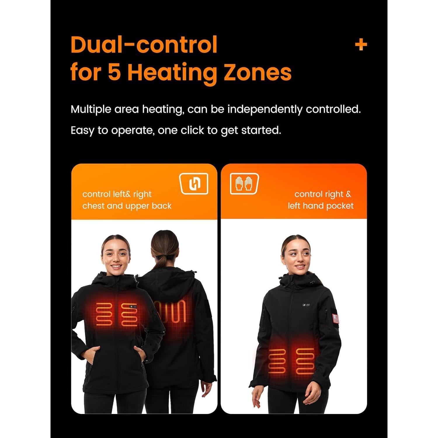 Chaqueta Calentada HENNCHEE Mujer 12V 16000mAh Impermeable