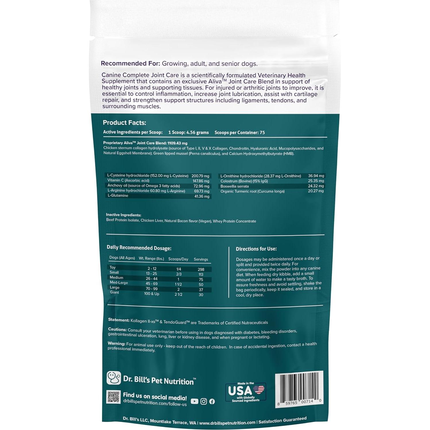 Suplemento Articulaciones Perros Dr. Bill 340g - Mejillón Verde