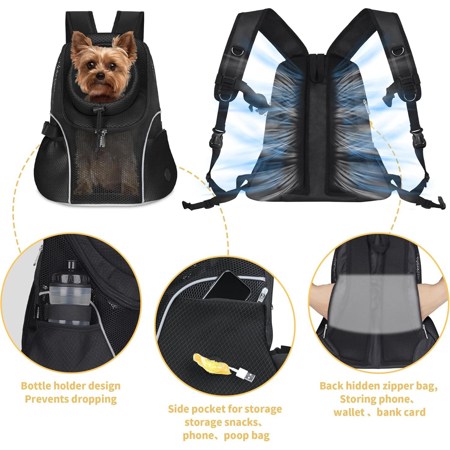 Mochila Porta Perro WOYYHO Negra S (0.9-2 kg) Ventilada