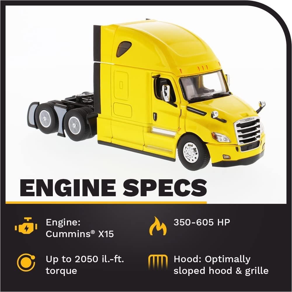 Camión Tractora Cama Durmiente Diecast Masters Freightliner New Cascadia Amarillo 1/50