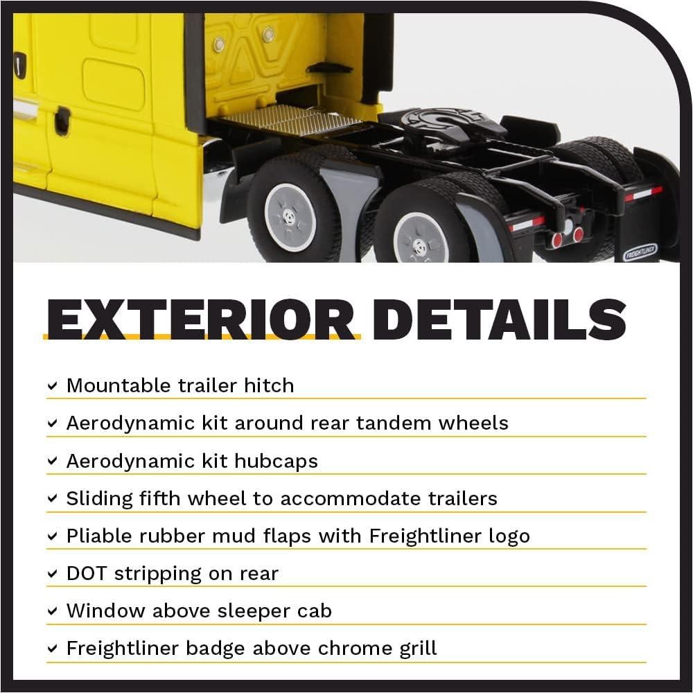 Camión Tractora Cama Durmiente Diecast Masters Freightliner New Cascadia Amarillo 1/50