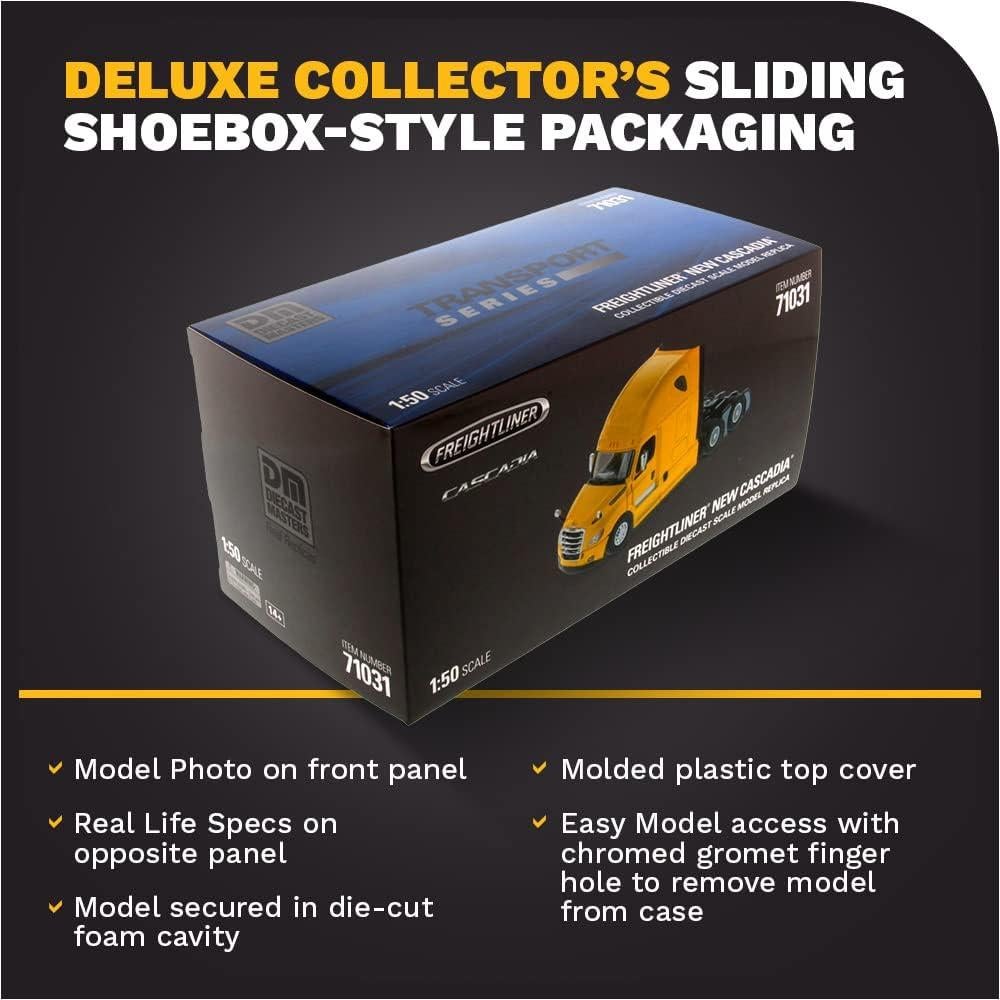 Camión Tractora Cama Durmiente Diecast Masters Freightliner New Cascadia Amarillo 1/50