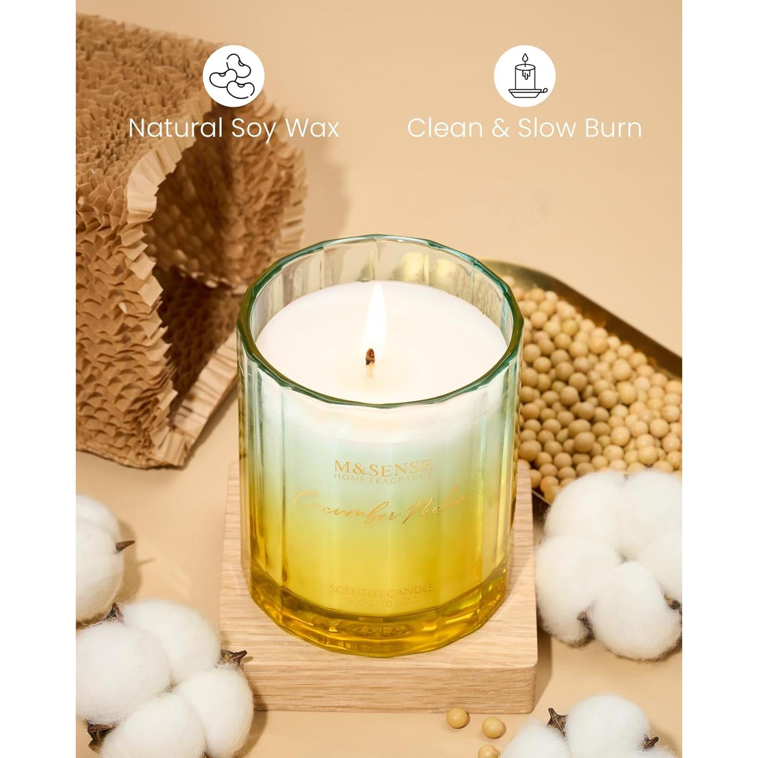 Vela Aromática M&SENSE Melón y Pepino 300g Cera Soja 60h