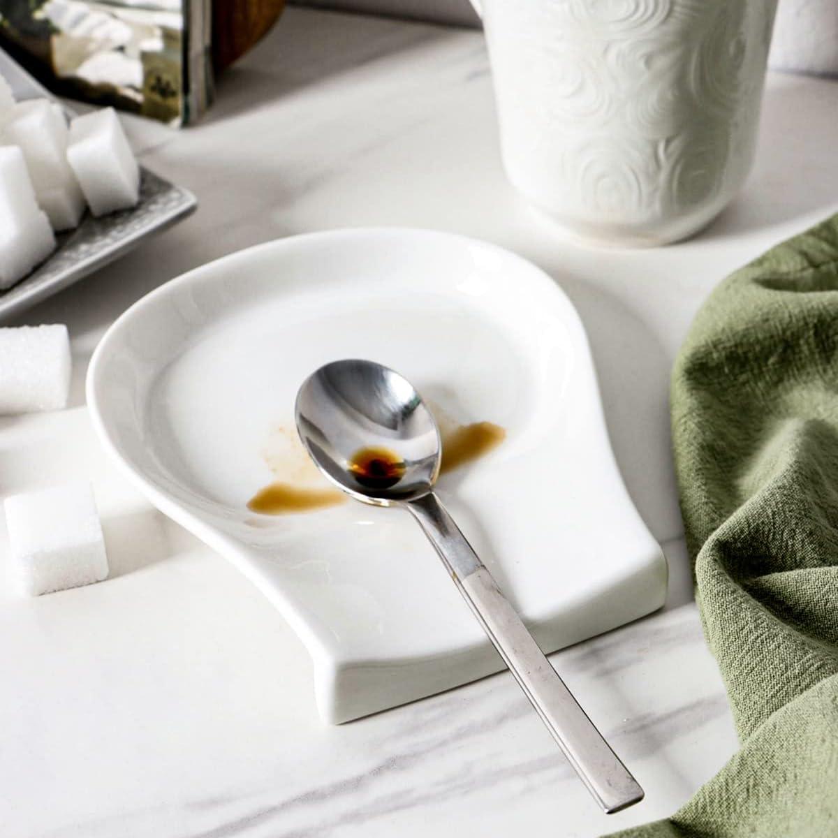 Soporte para cucharas HOMBENE 11.4 cm porcelana blanca