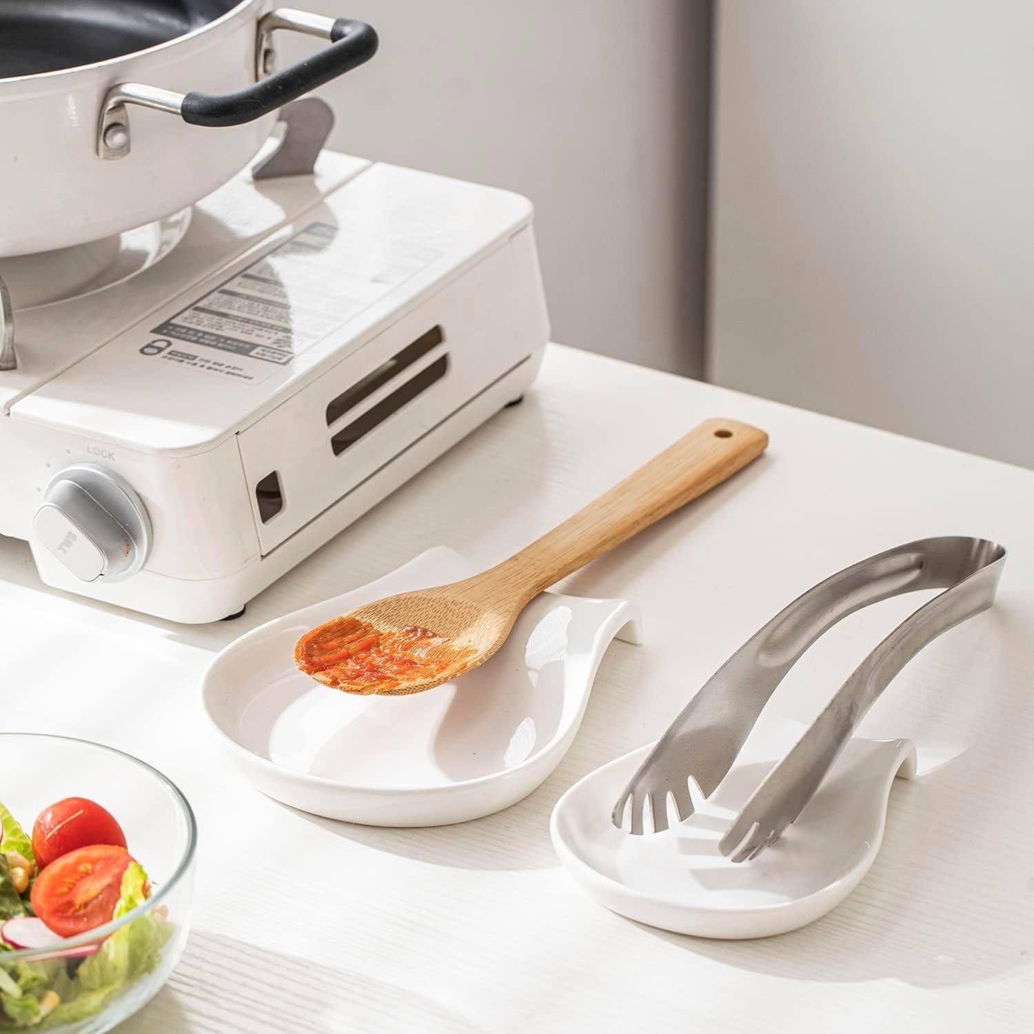 Soporte para cucharas HOMBENE 11.4 cm porcelana blanca