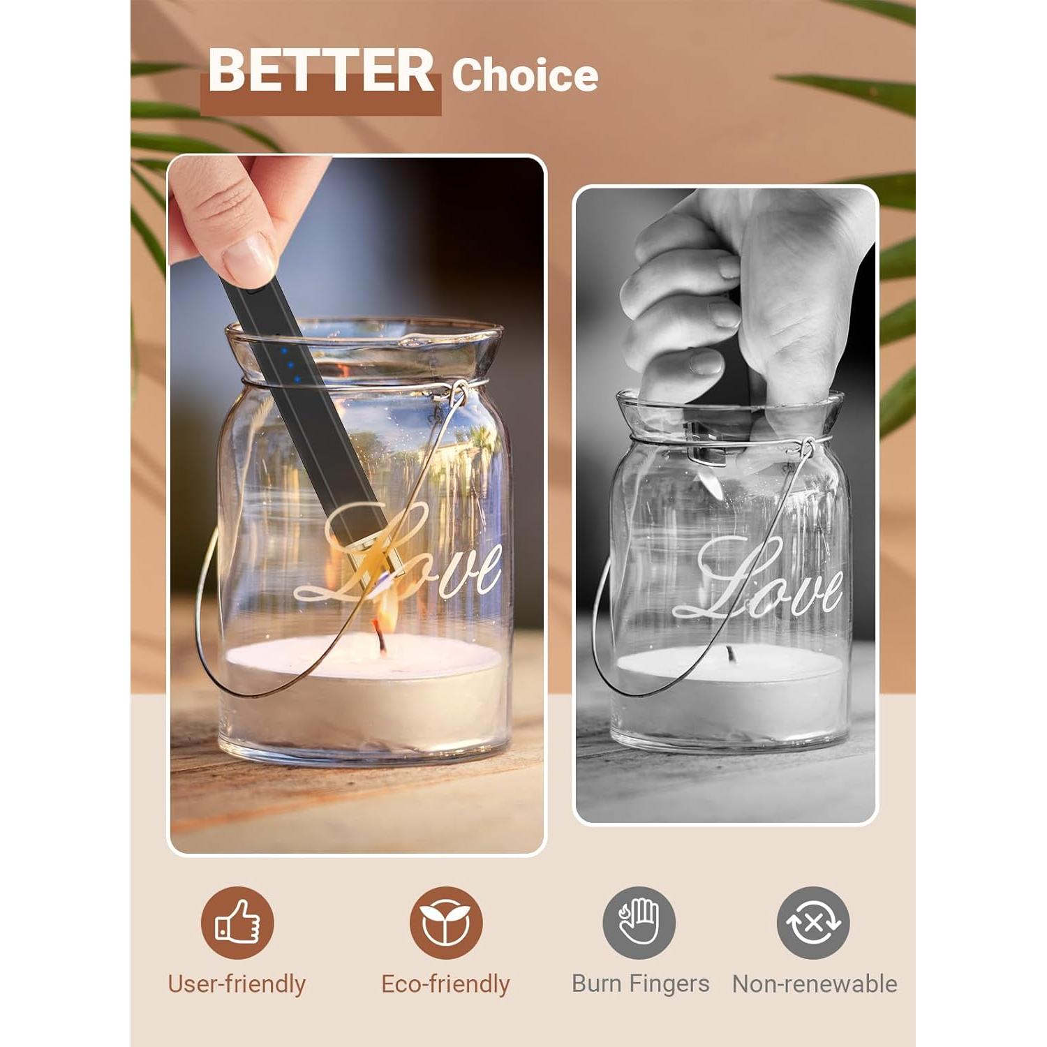 Encendedor Eléctrico Recargable CAREVER para Velas - Negro