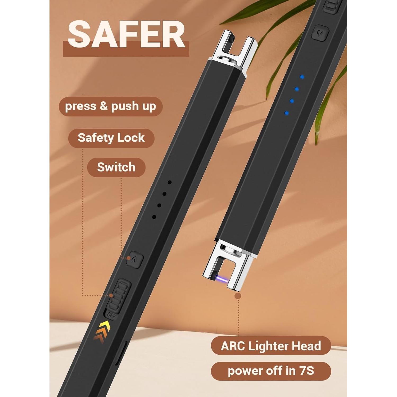 Encendedor Eléctrico Recargable CAREVER para Velas - Negro