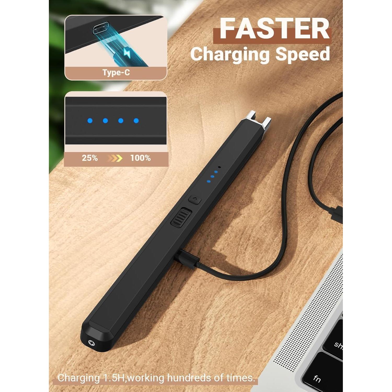 Encendedor Eléctrico Recargable CAREVER para Velas - Negro