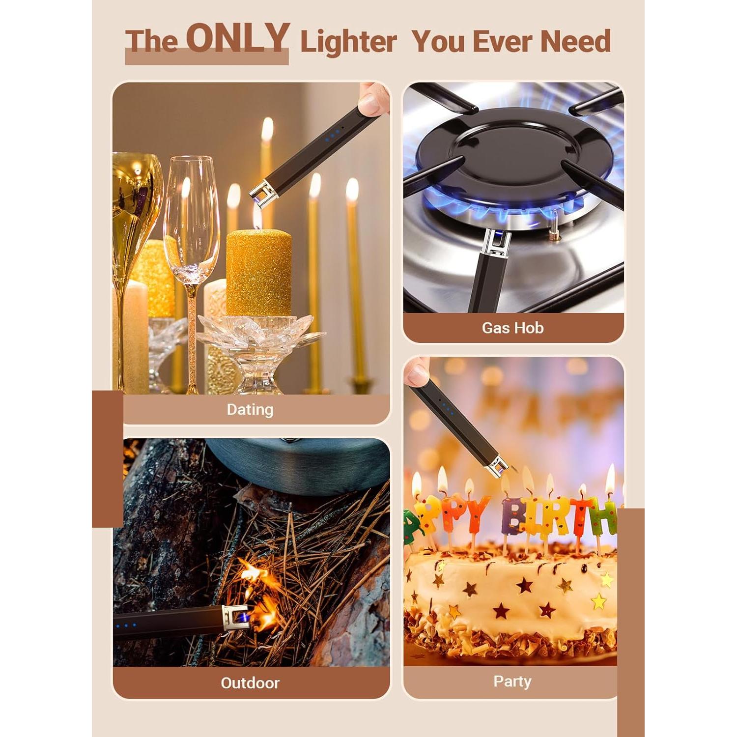 Encendedor Eléctrico Recargable CAREVER para Velas - Negro