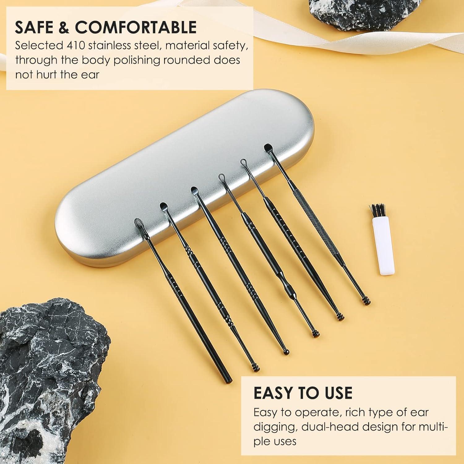 Kit de Limpieza de Oídos ECKXCH - 6 Herramientas de Acero Inoxidable