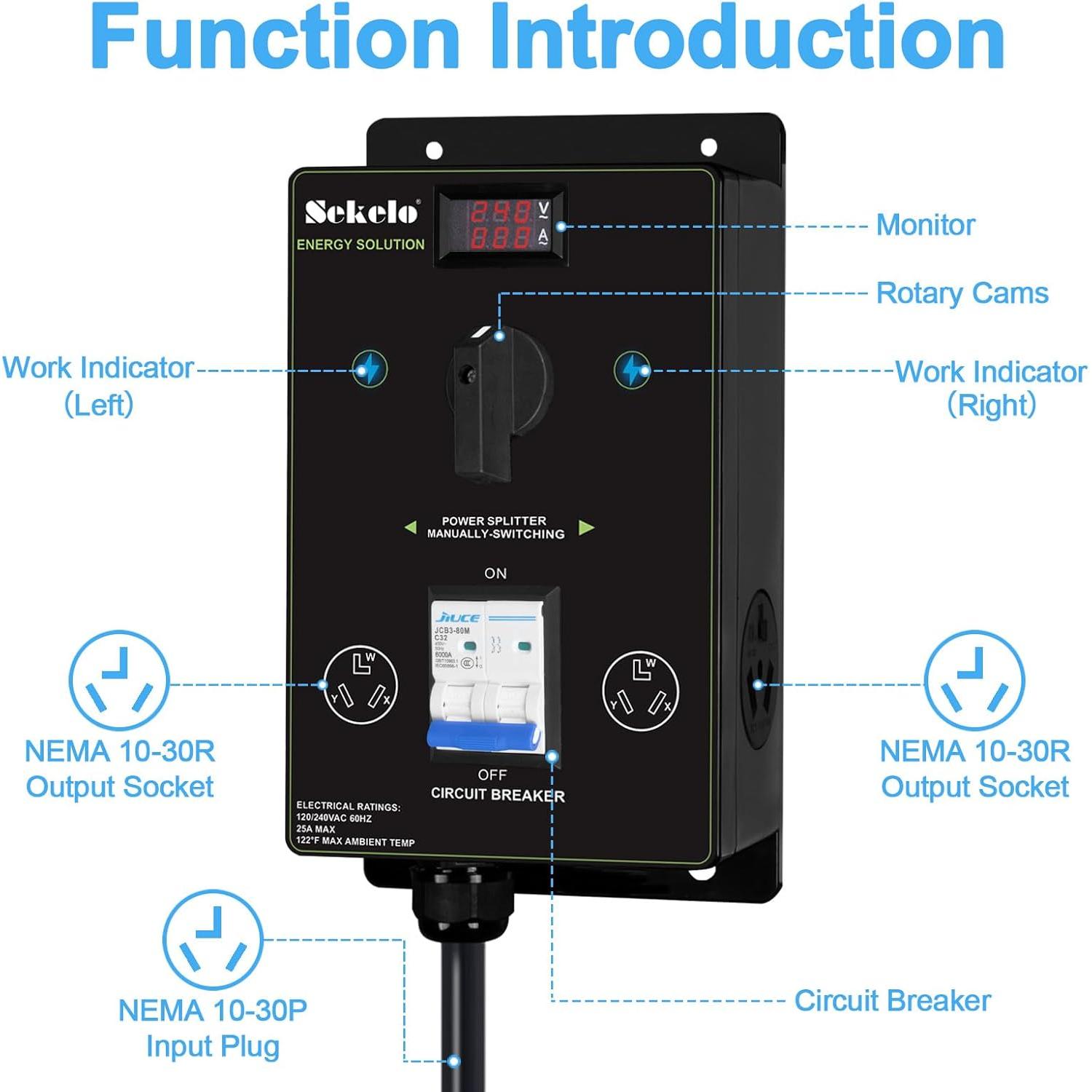 Interruptor de Carga Manual Sekelo NEMA 10-30 para Secadora y EV