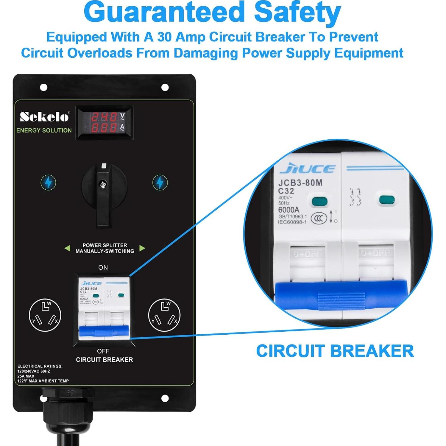 Interruptor de Carga Manual Sekelo NEMA 10-30 para Secadora y EV