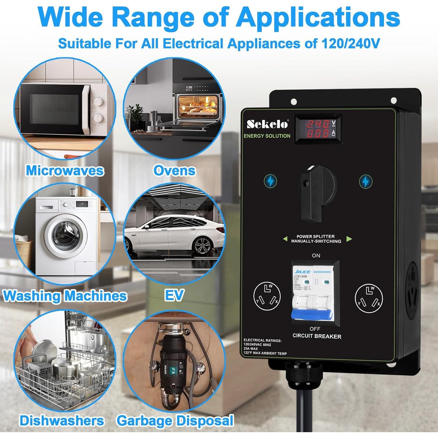 Interruptor de Carga Manual Sekelo NEMA 10-30 para Secadora y EV