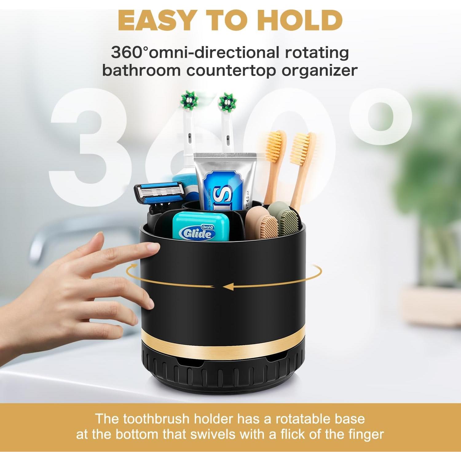 Organizador de Baño GFWARE Negro 6 Compartimentos Rotatorio 360°