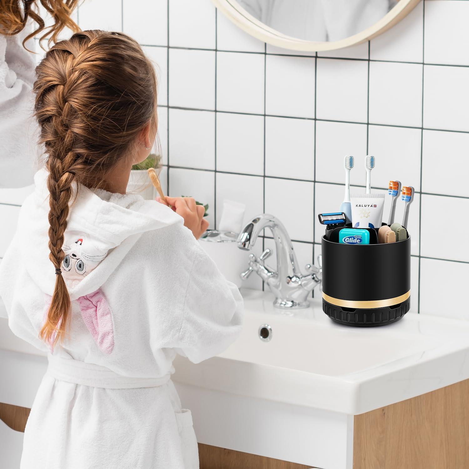 Organizador de Baño GFWARE Negro 6 Compartimentos Rotatorio 360°