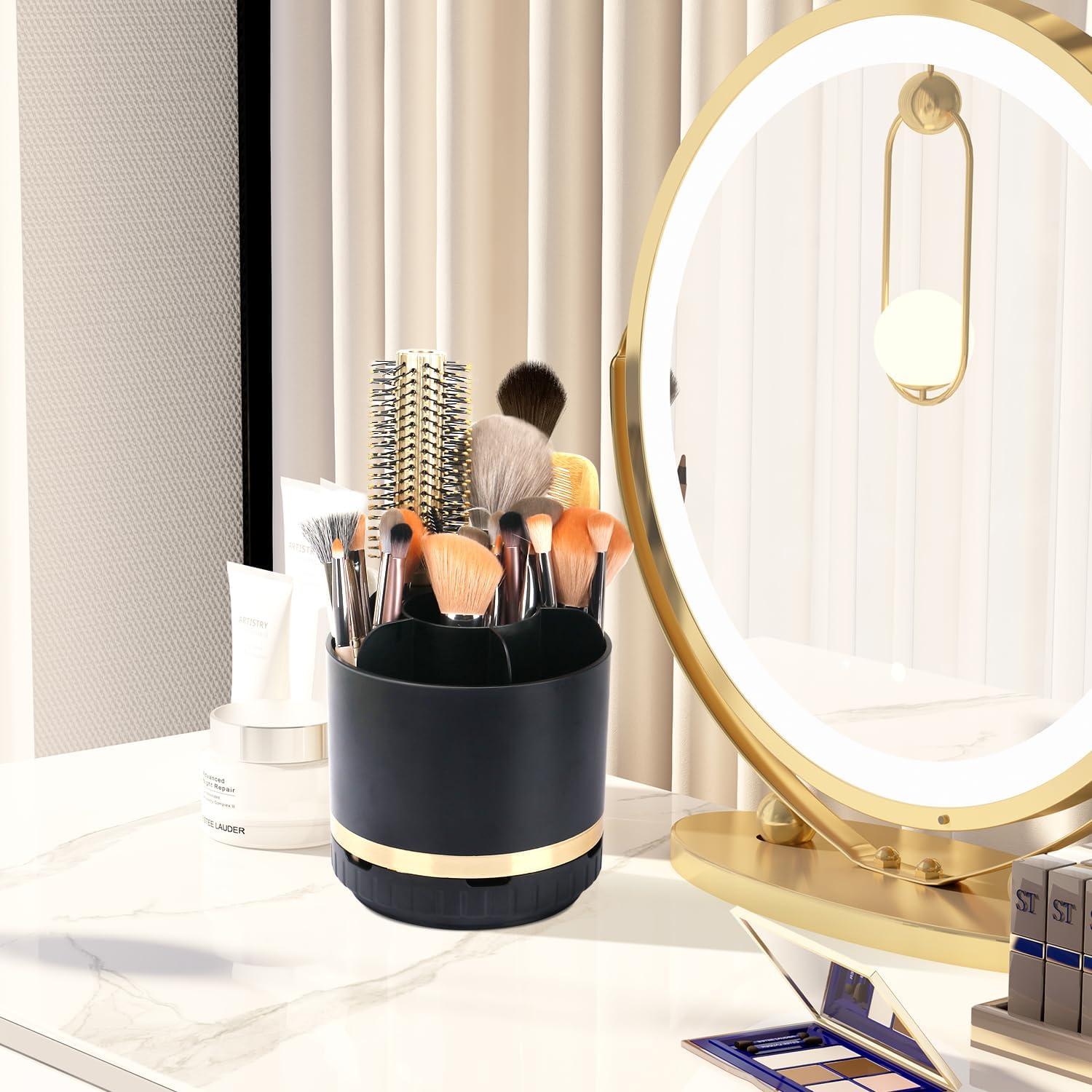 Organizador de Baño GFWARE Negro 6 Compartimentos Rotatorio 360°