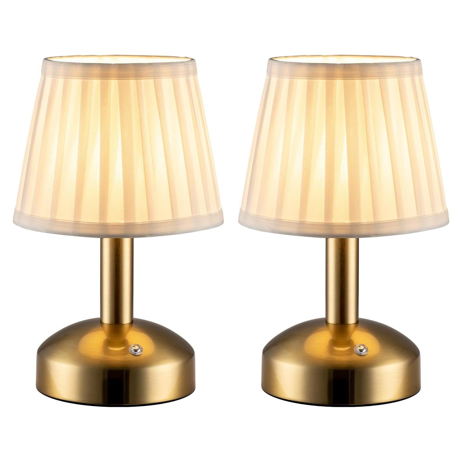 Lámpara de Mesa Inalámbrica LED KDG 2 Piezas Dorado Tela