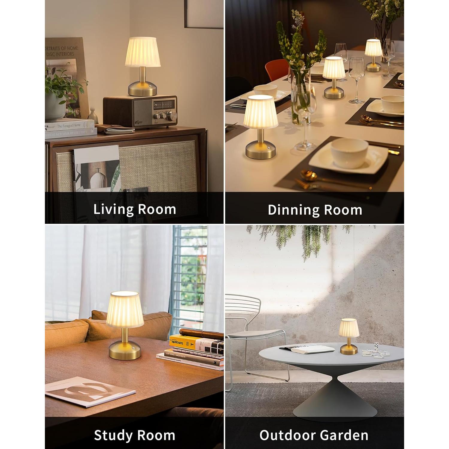 Lámpara de Mesa Inalámbrica LED KDG 2 Piezas Dorado Tela