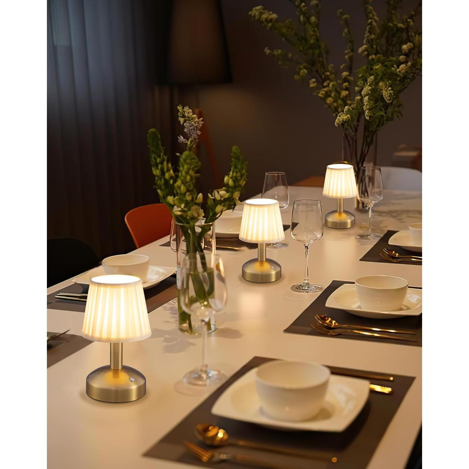 Lámpara de Mesa Inalámbrica LED KDG 2 Piezas Dorado Tela