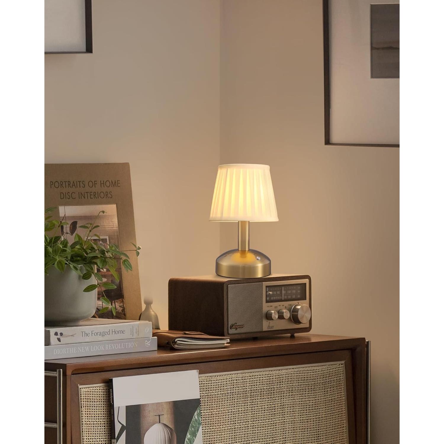 Lámpara de Mesa Inalámbrica LED KDG 2 Piezas Dorado Tela