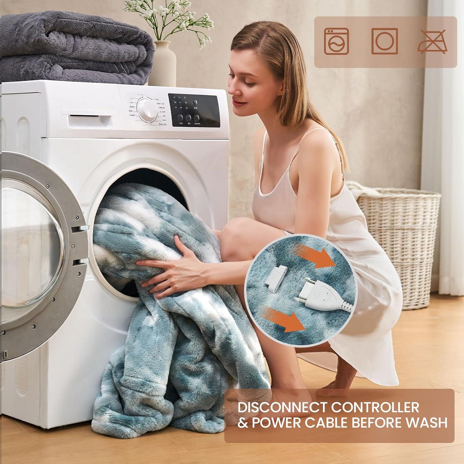 Manta Eléctrica PTQ Reina 213x229cm Azul Suave 6 Niveles Calor