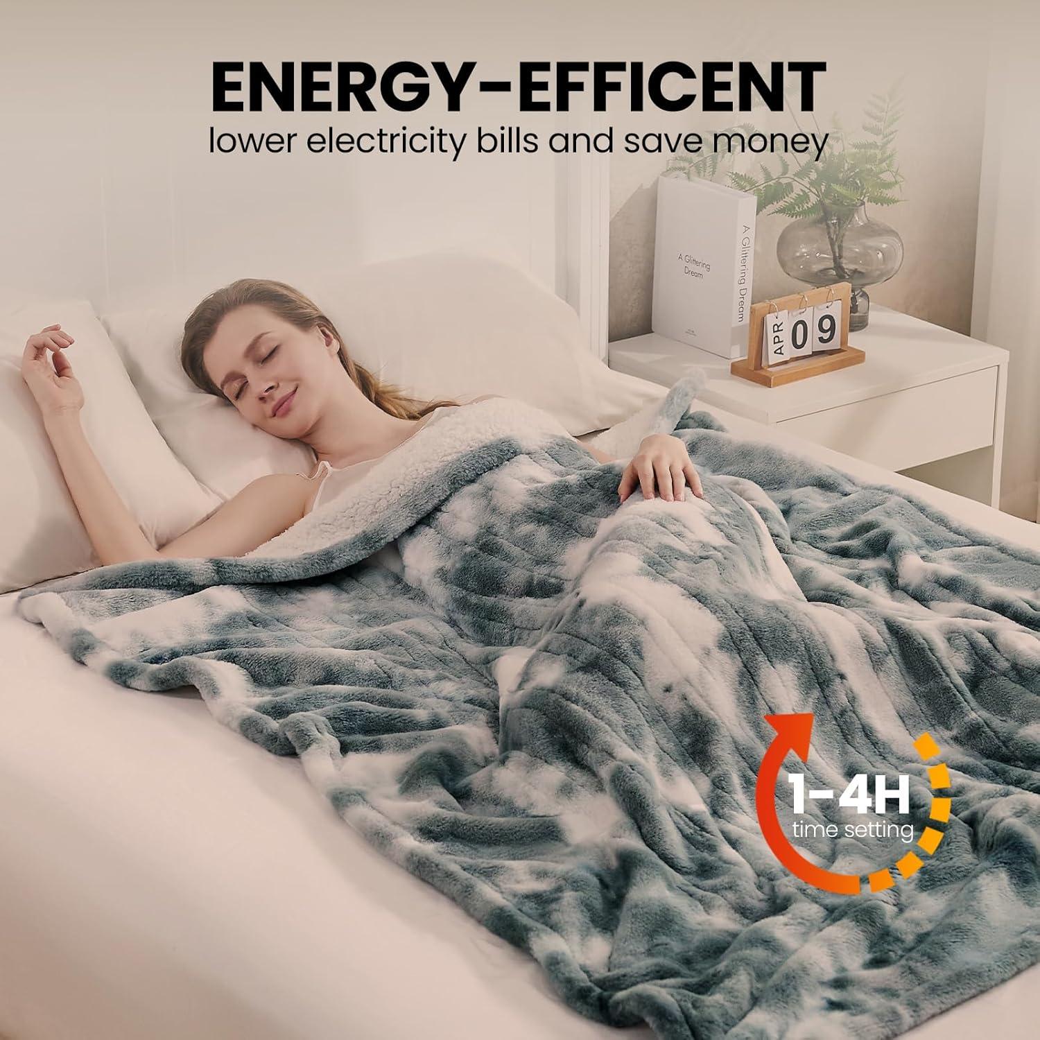 Manta Eléctrica PTQ Reina 213x229cm Azul Suave 6 Niveles Calor