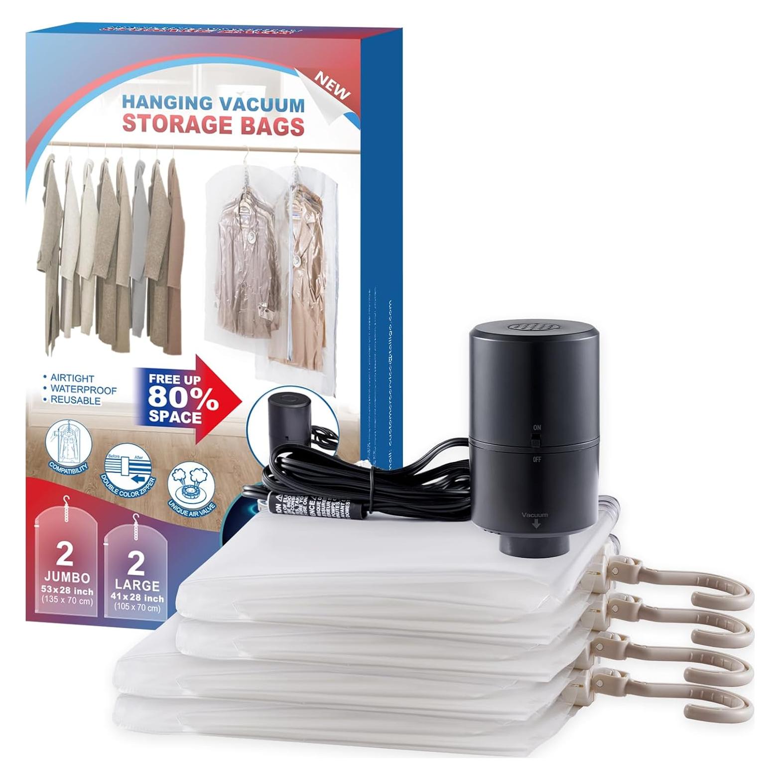 Bolsas de Almacenamiento al Vacío VELMADE 4 Piezas con Bomba