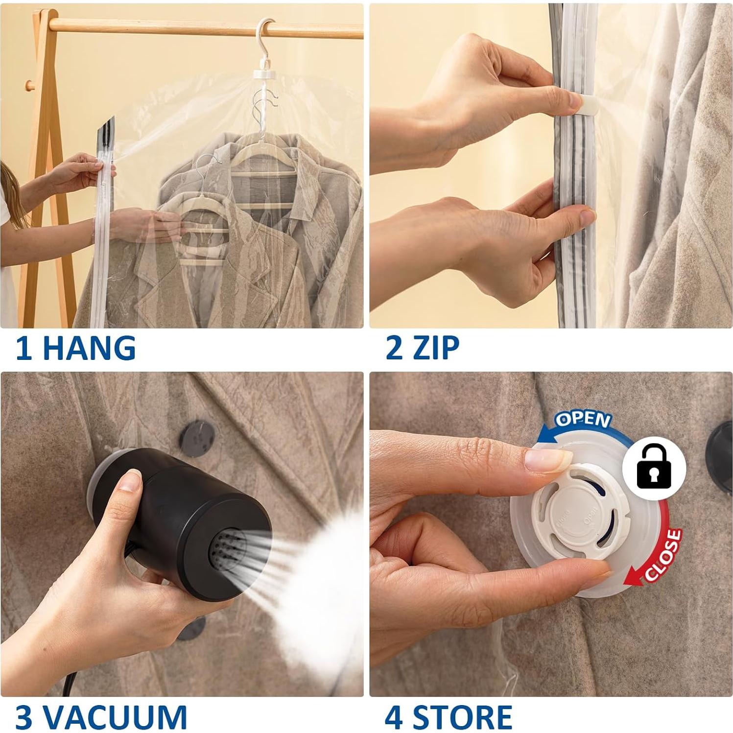 Bolsas de Almacenamiento al Vacío VELMADE 4 Piezas con Bomba