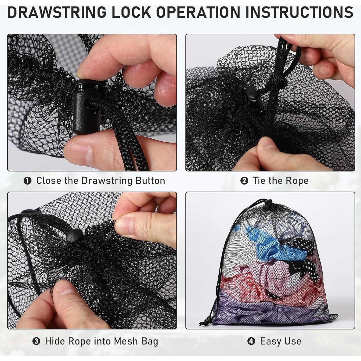 10 Bolsas de Malla con Cierre de Cordón WSBArt - Nylon 33x39cm