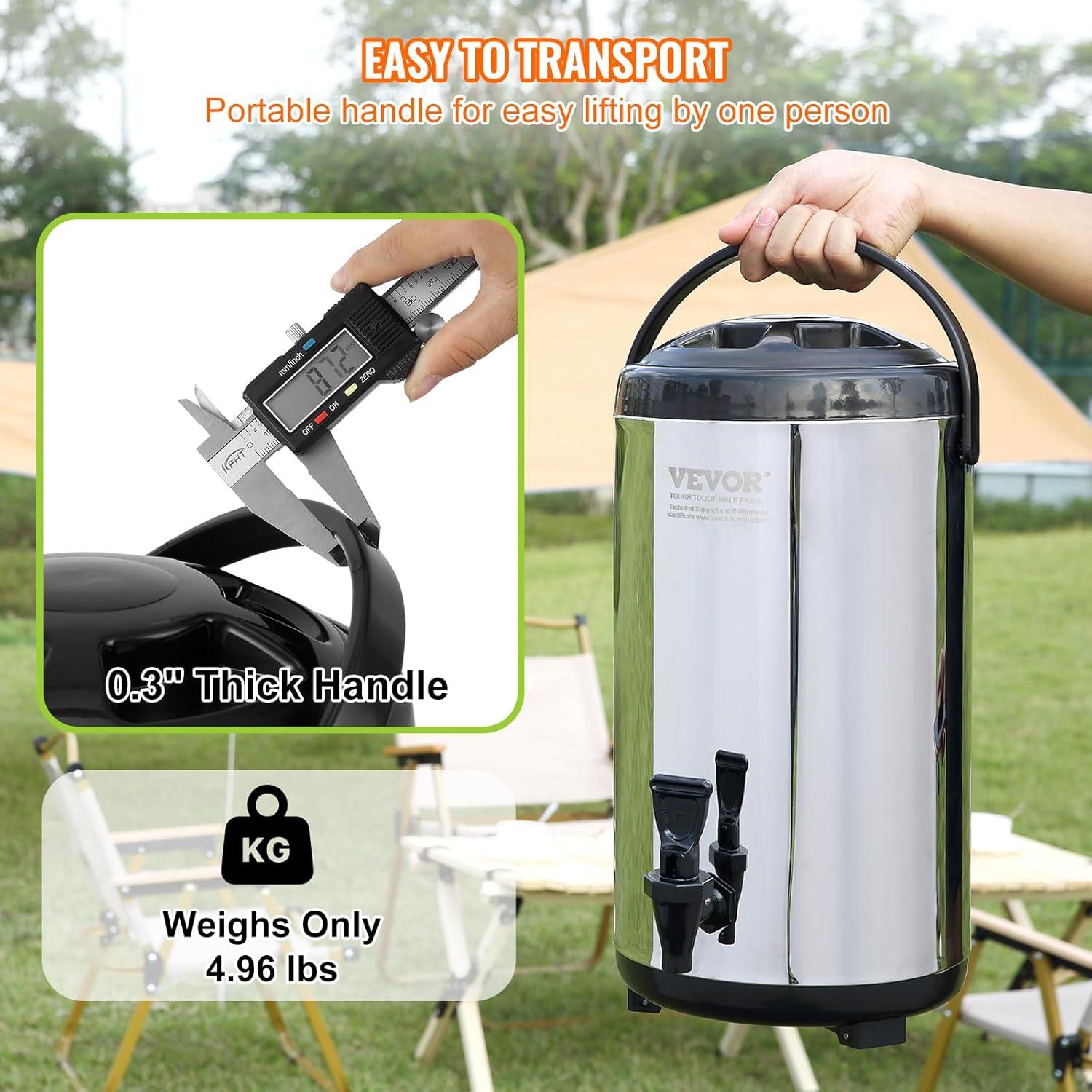 Dispensador de Bebidas Aislado VEVOR 9.2L Acero Inoxidable