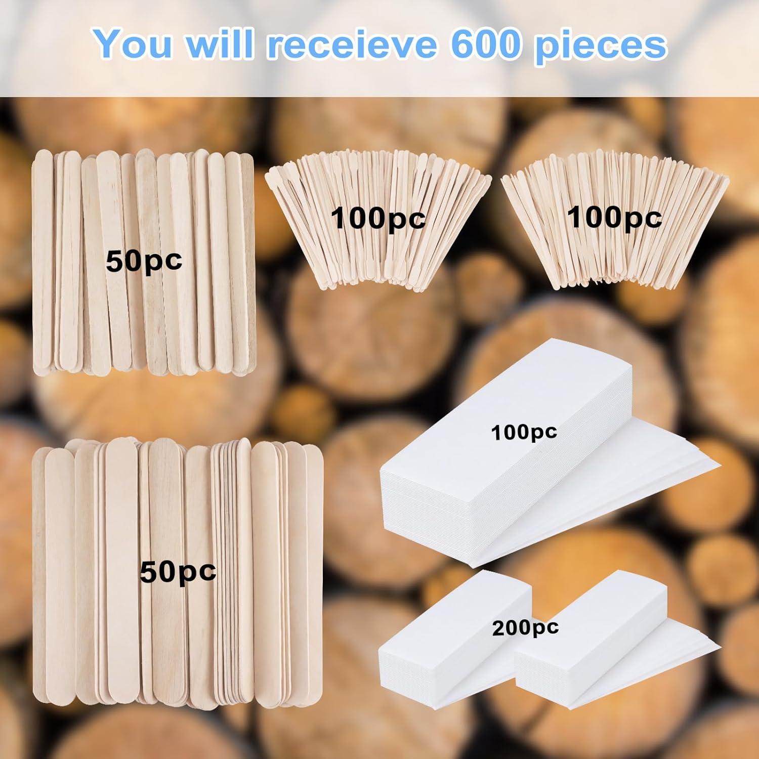 Kit de Depilación FHDUSRYO 600 Piezas: 300 Tiras y Palitos