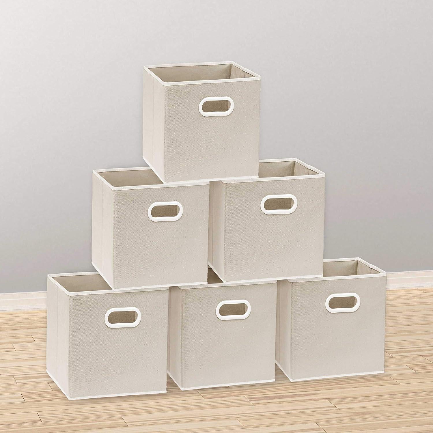 Cajas de Almacenamiento Plegables Simple Houseware 28 cm Beige - 6 Unidades