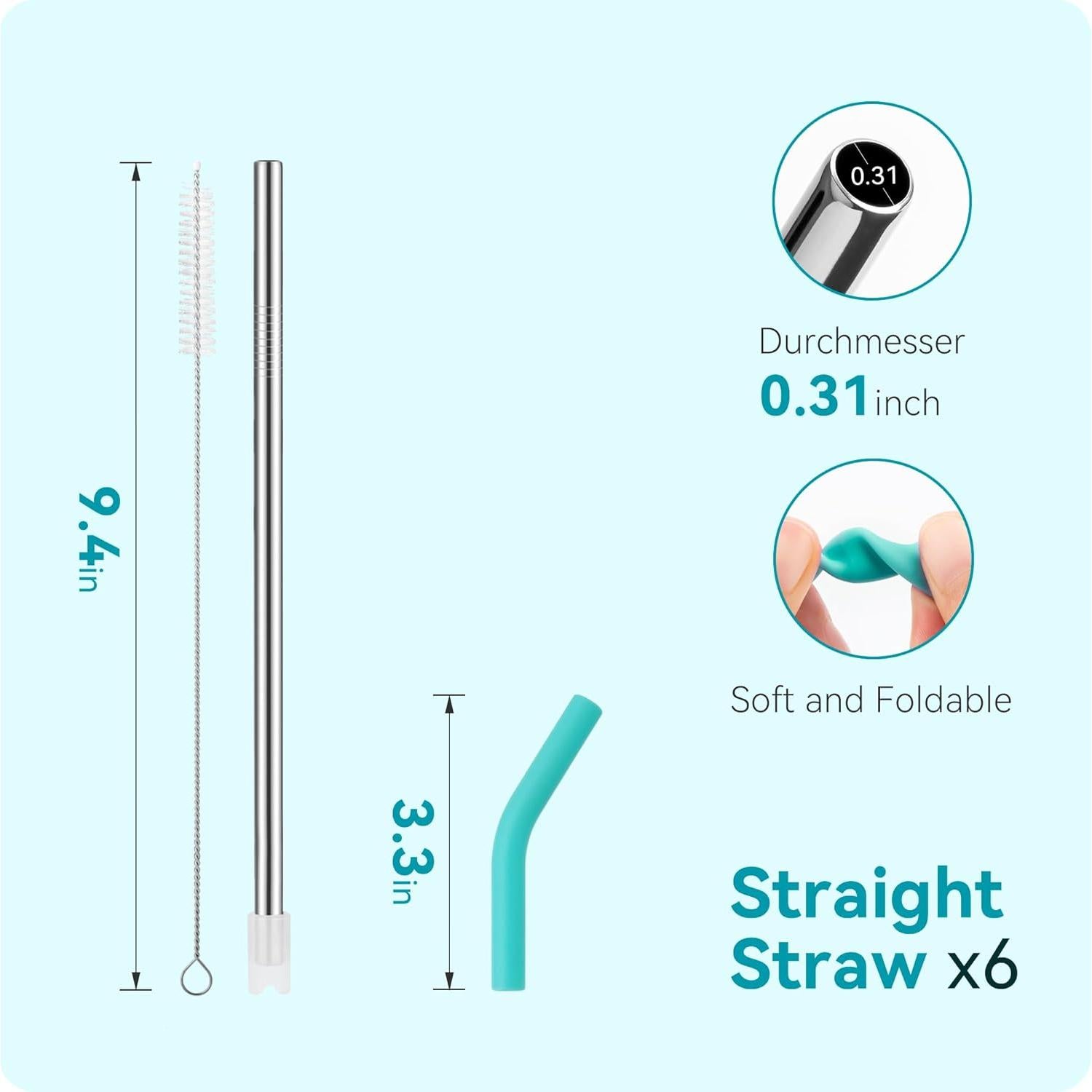 Popotes de Metal Reutilizables 30 oz Soledea con Silicona