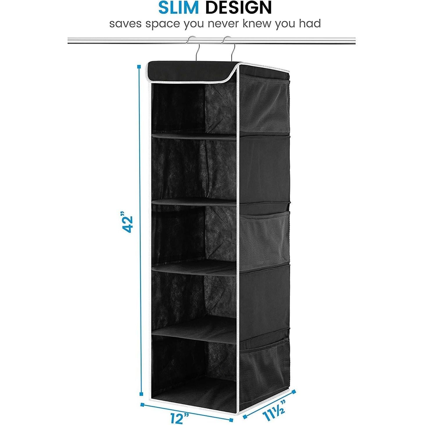 Organizador de Closet Colgante ZOBER 5 Estantes Negro