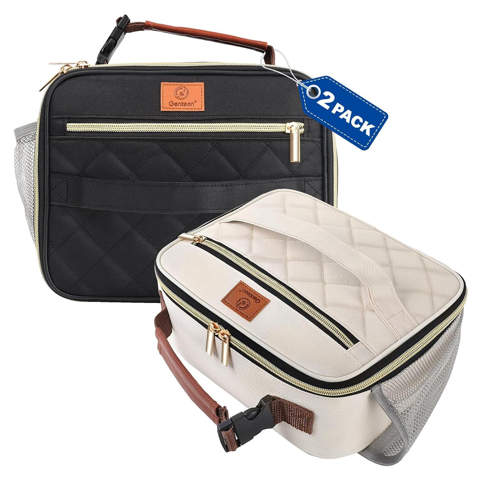 Caja de Almuerzo Aislada Genteen 2 Paquetes Negro y Blanco