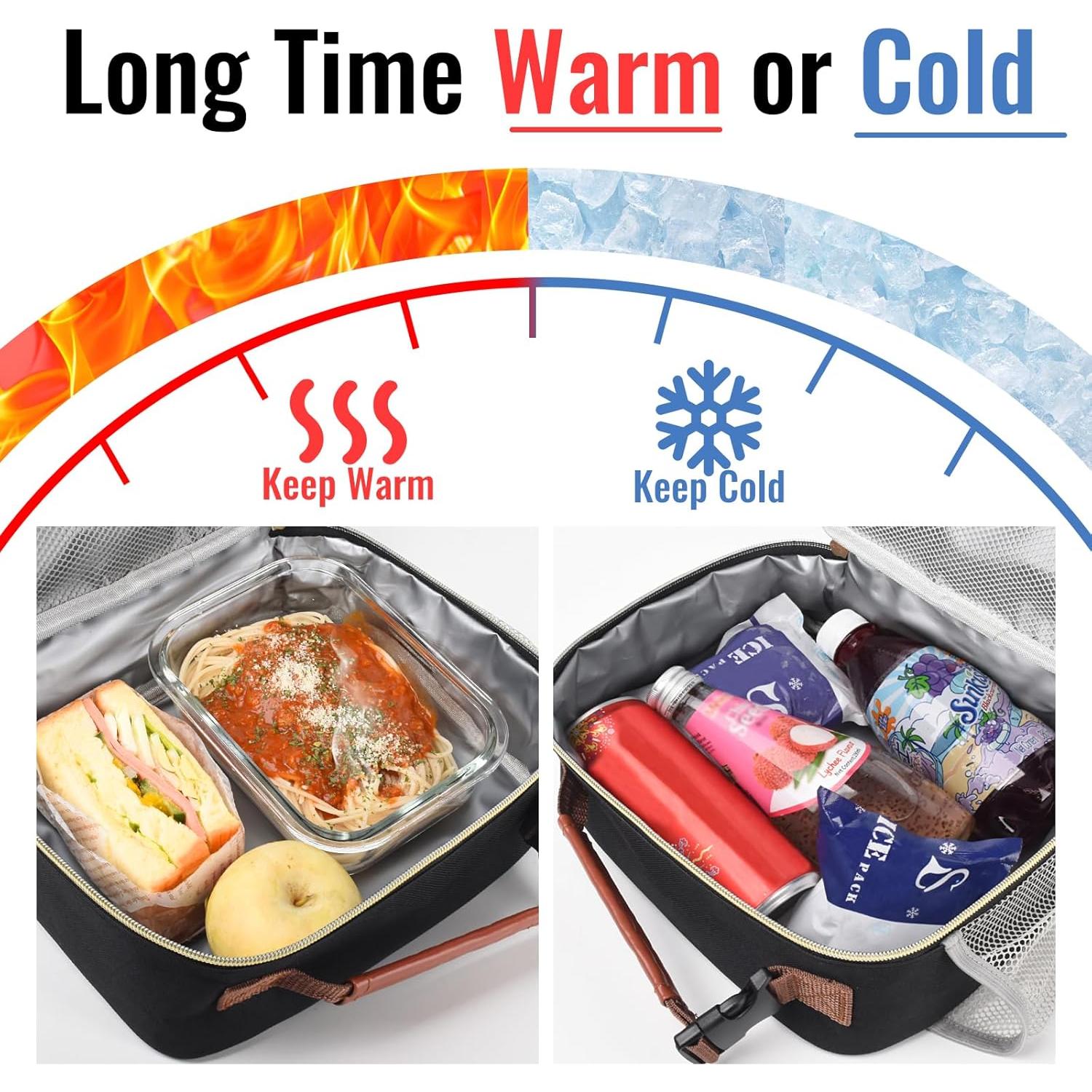 Caja de Almuerzo Aislada Genteen 2 Paquetes Negro y Blanco