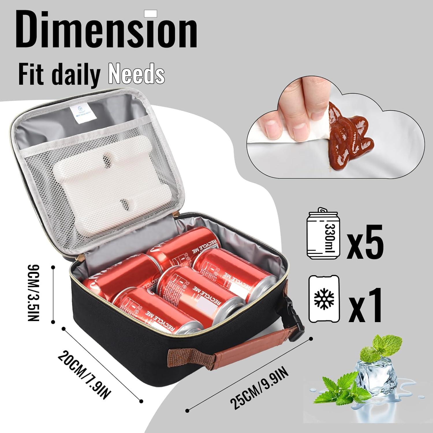 Caja de Almuerzo Aislada Genteen 2 Paquetes Negro y Blanco