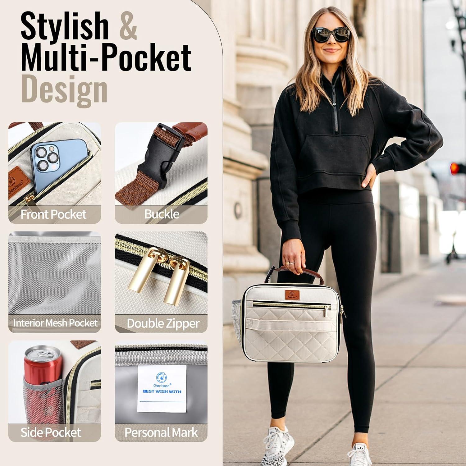 Caja de Almuerzo Aislada Genteen 2 Paquetes Negro y Blanco