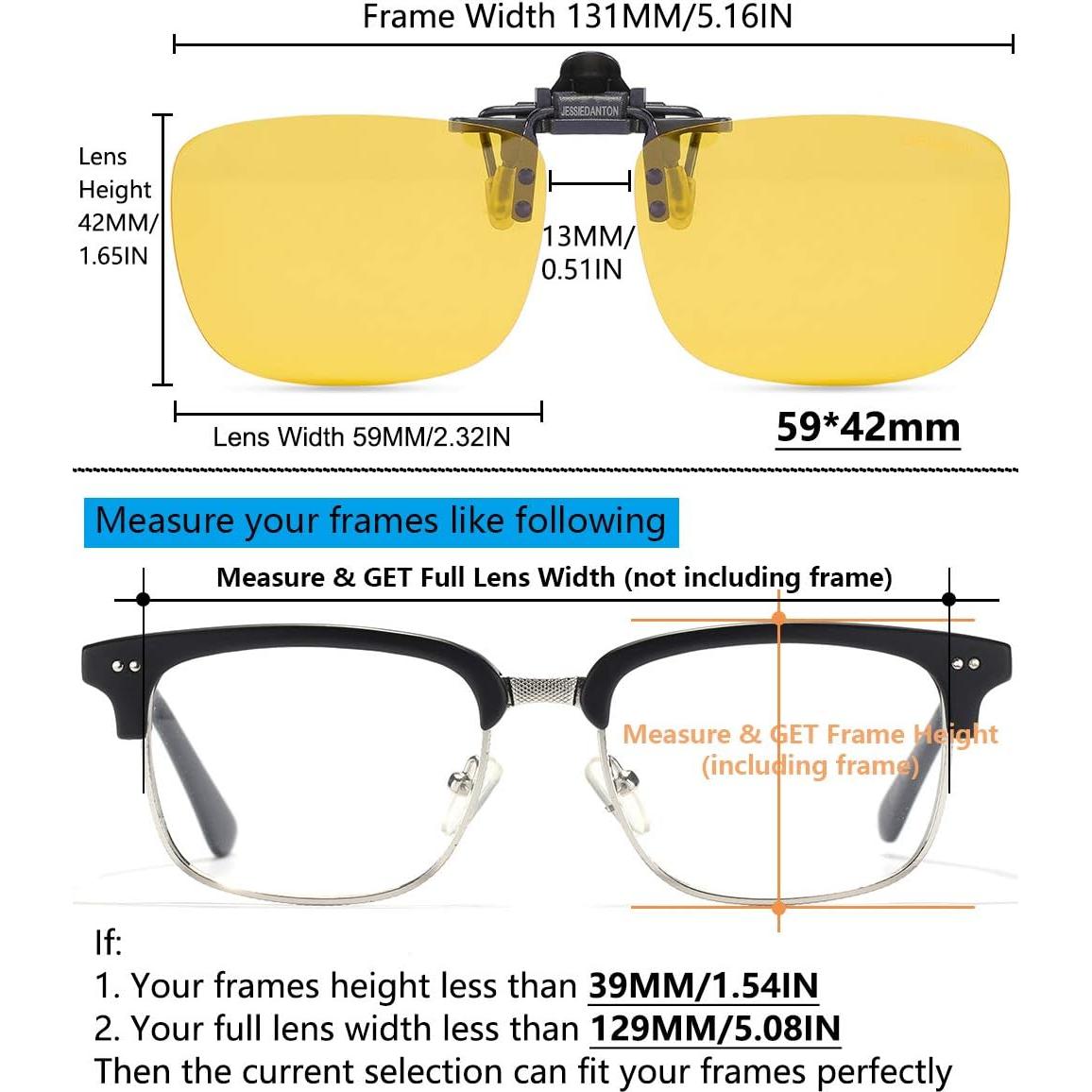 Gafas Clip-On Polarizadas Amarillas HD para Gafas de Receta