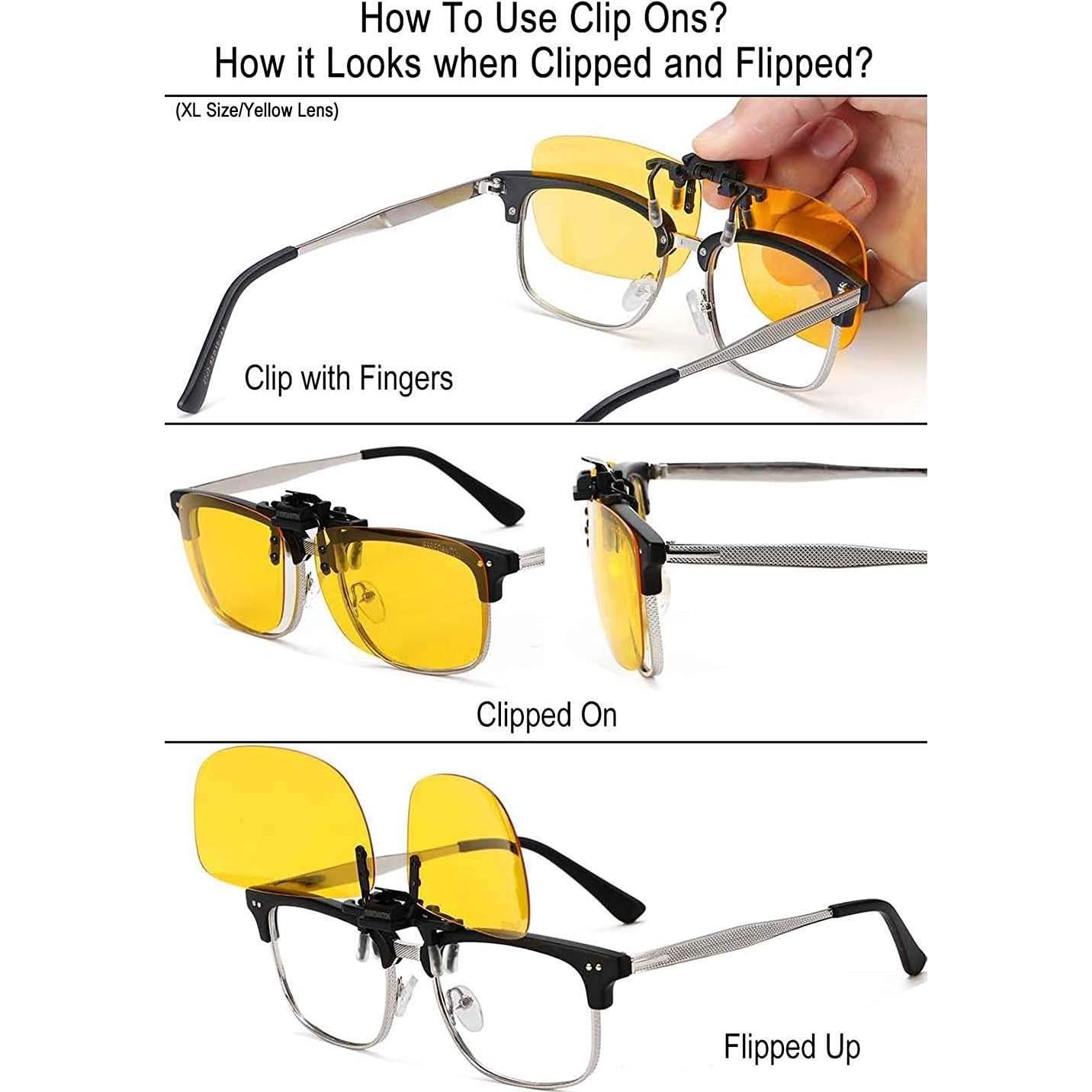 Gafas Clip-On Polarizadas Amarillas HD para Gafas de Receta