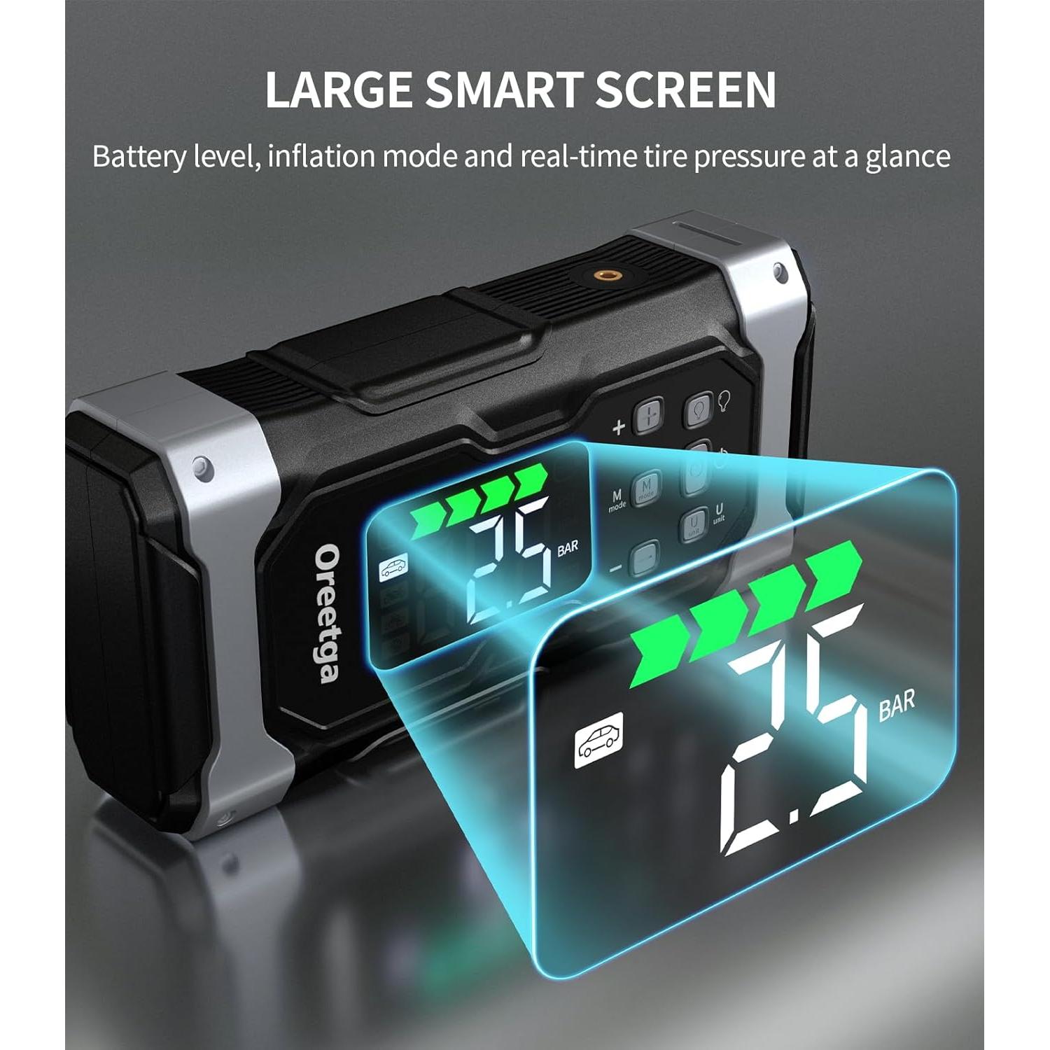 Arrancador de Batería Oreetga U9 8000A con Compresor 9 en 1