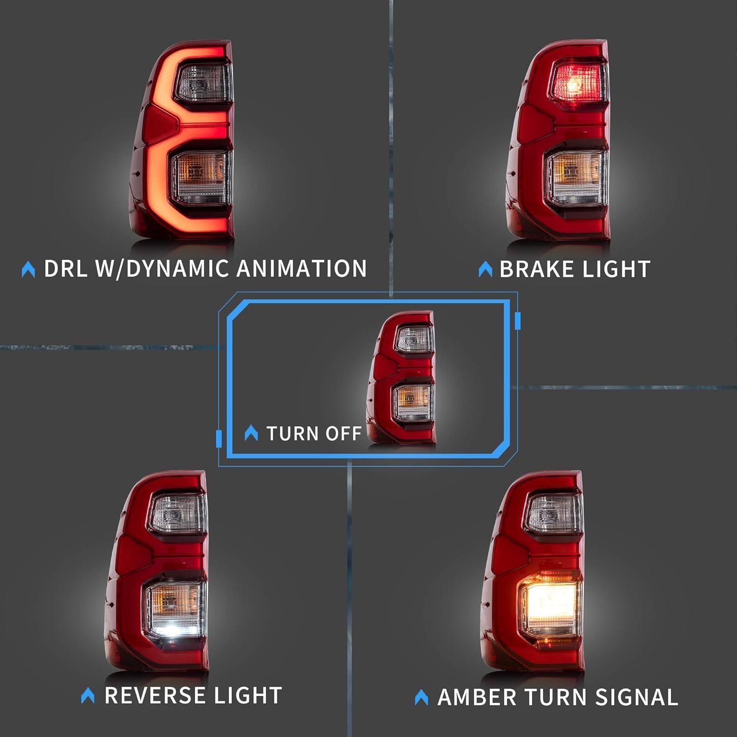 Luces Traseras LED VLAND para Toyota Hilux 2015-2020 Rojo