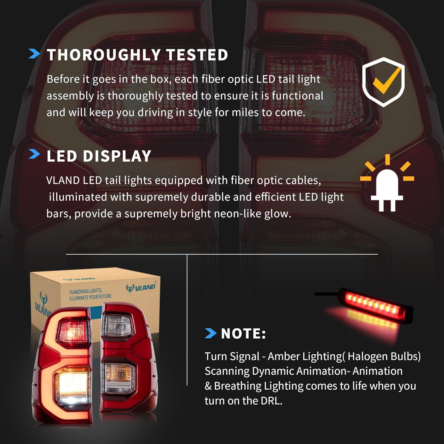 Luces Traseras LED VLAND para Toyota Hilux 2015-2020 Rojo