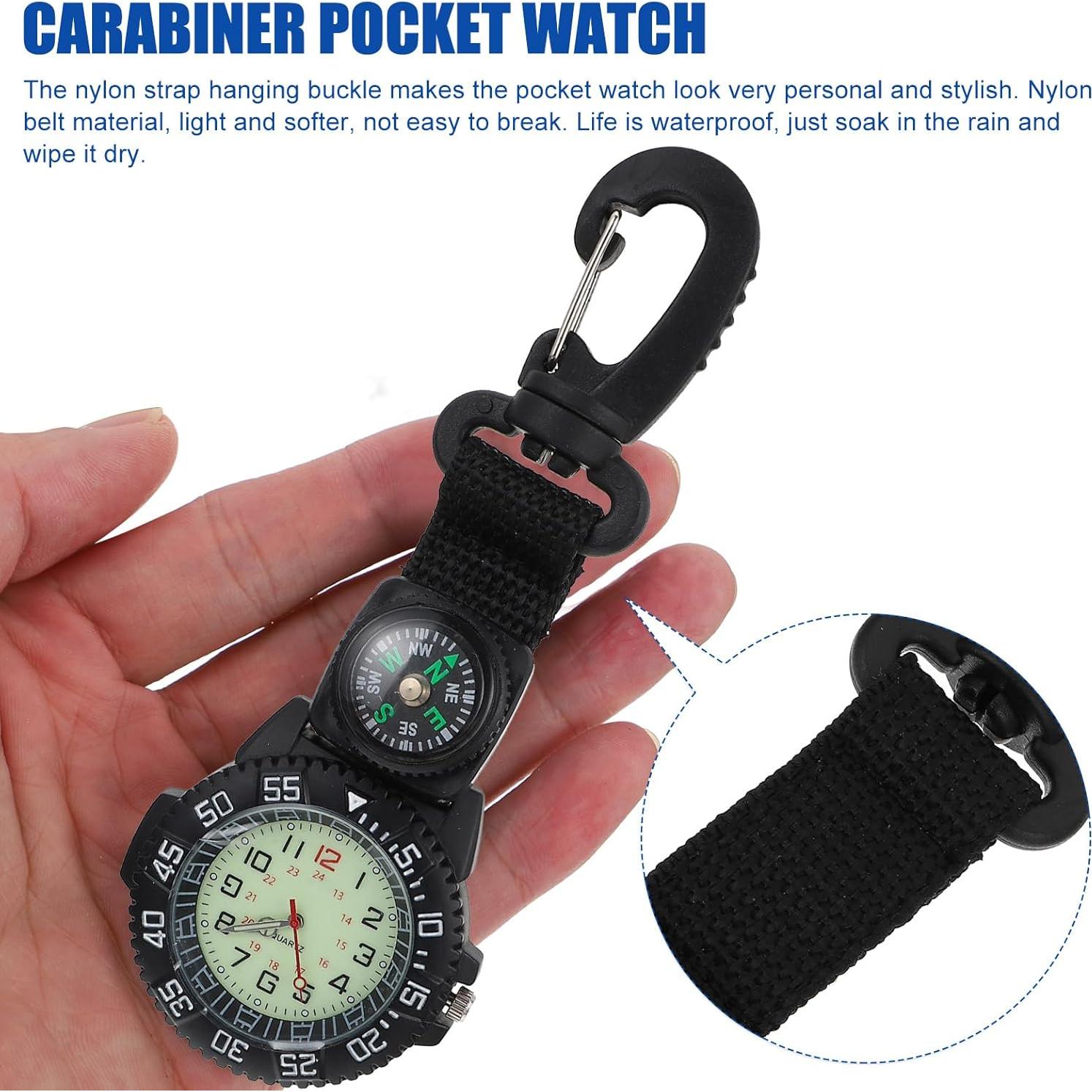 Reloj de bolsillo WRITWAA con brújula y clip para outdoor