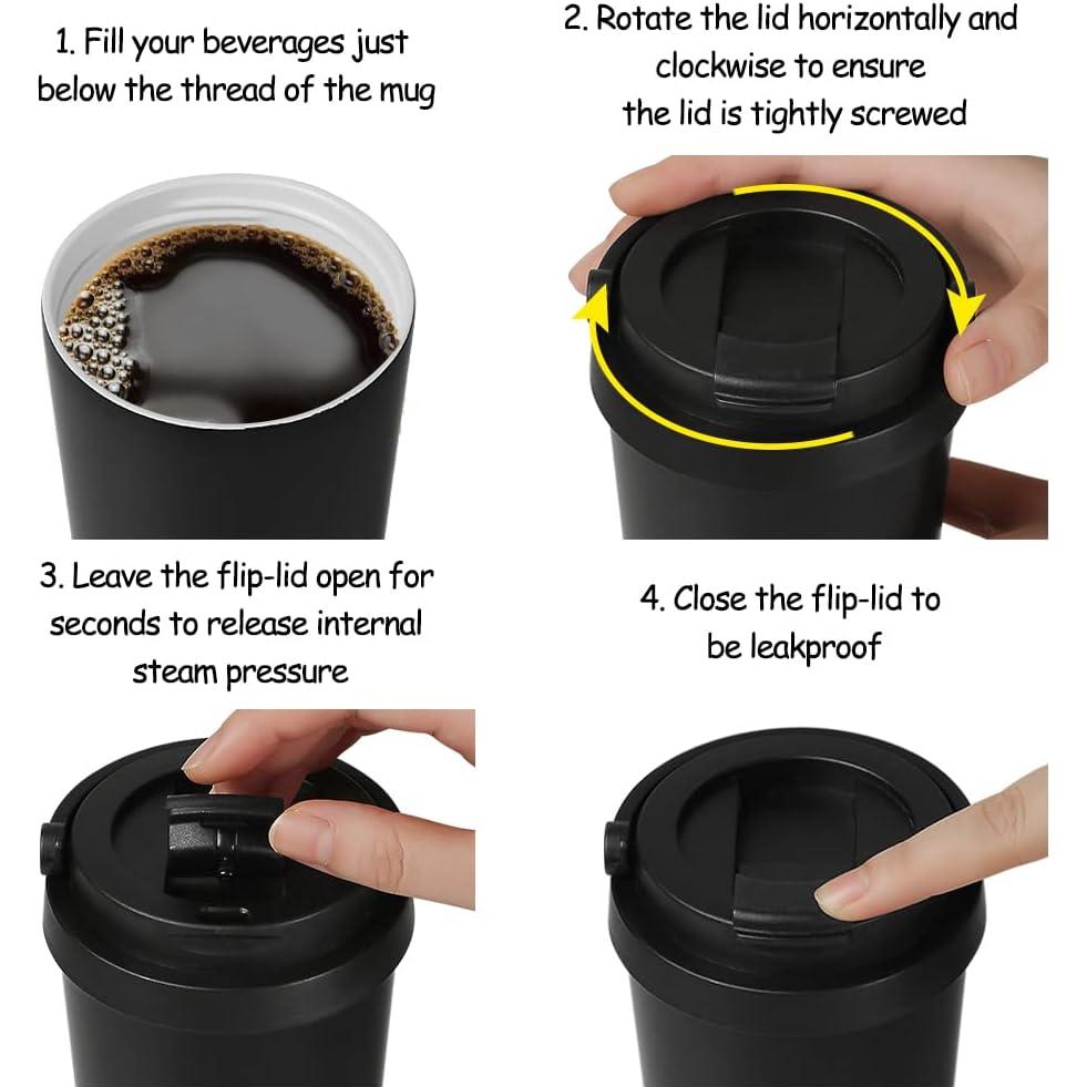 Taza de café aislada Funkrin 473 ml con tapa y asa