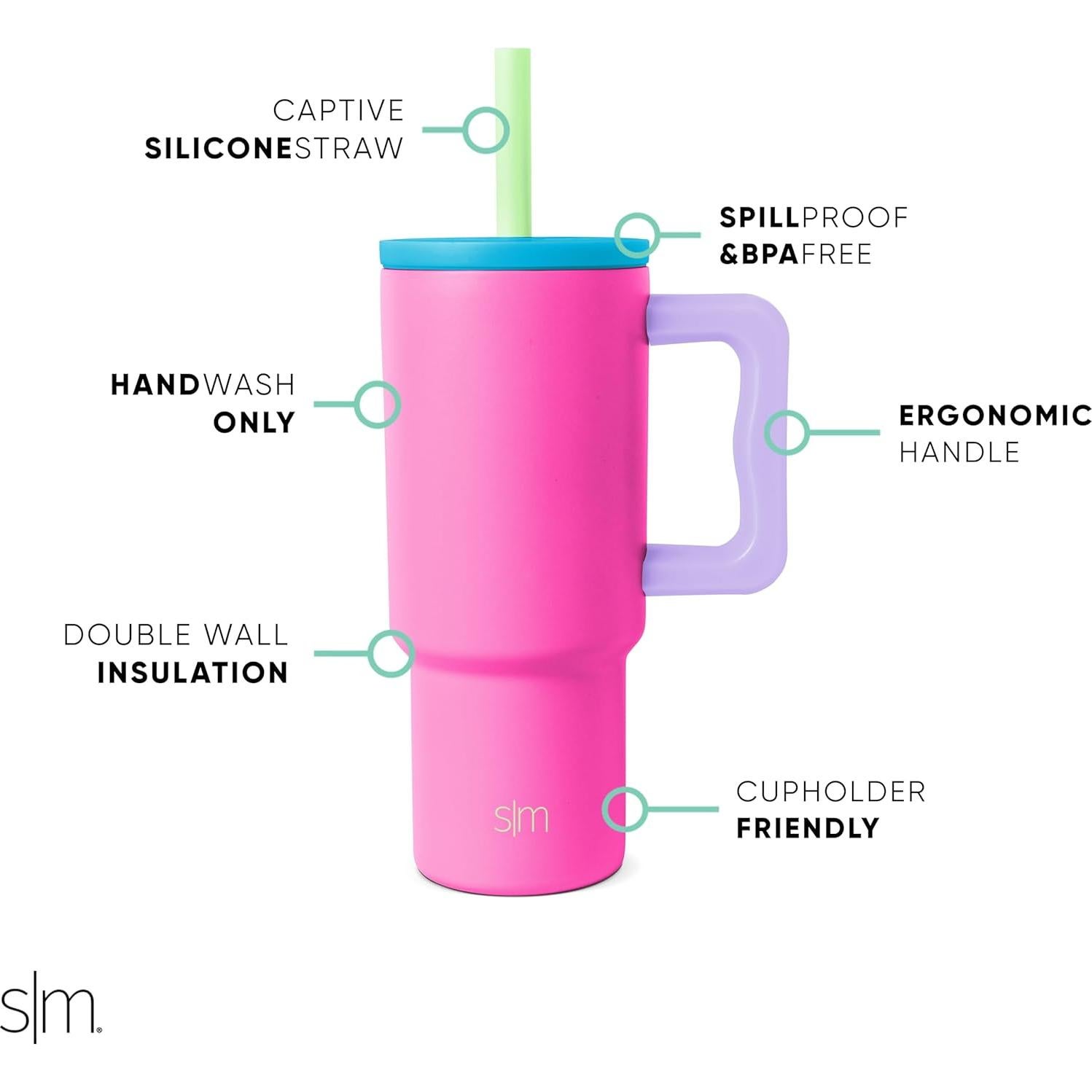 Taza Simple Modern Kids 710 ml con Asa y Tapa de Pajita