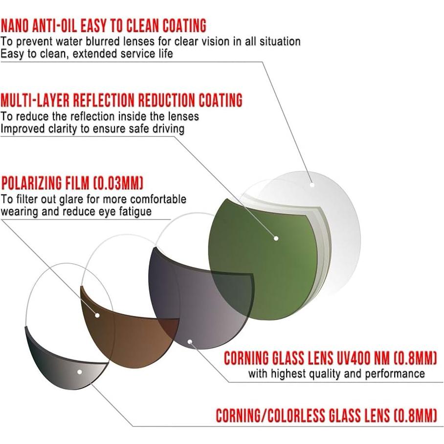 Gafas de Sol Polarizadas BNUS con Lentes de Vidrio 100% UV