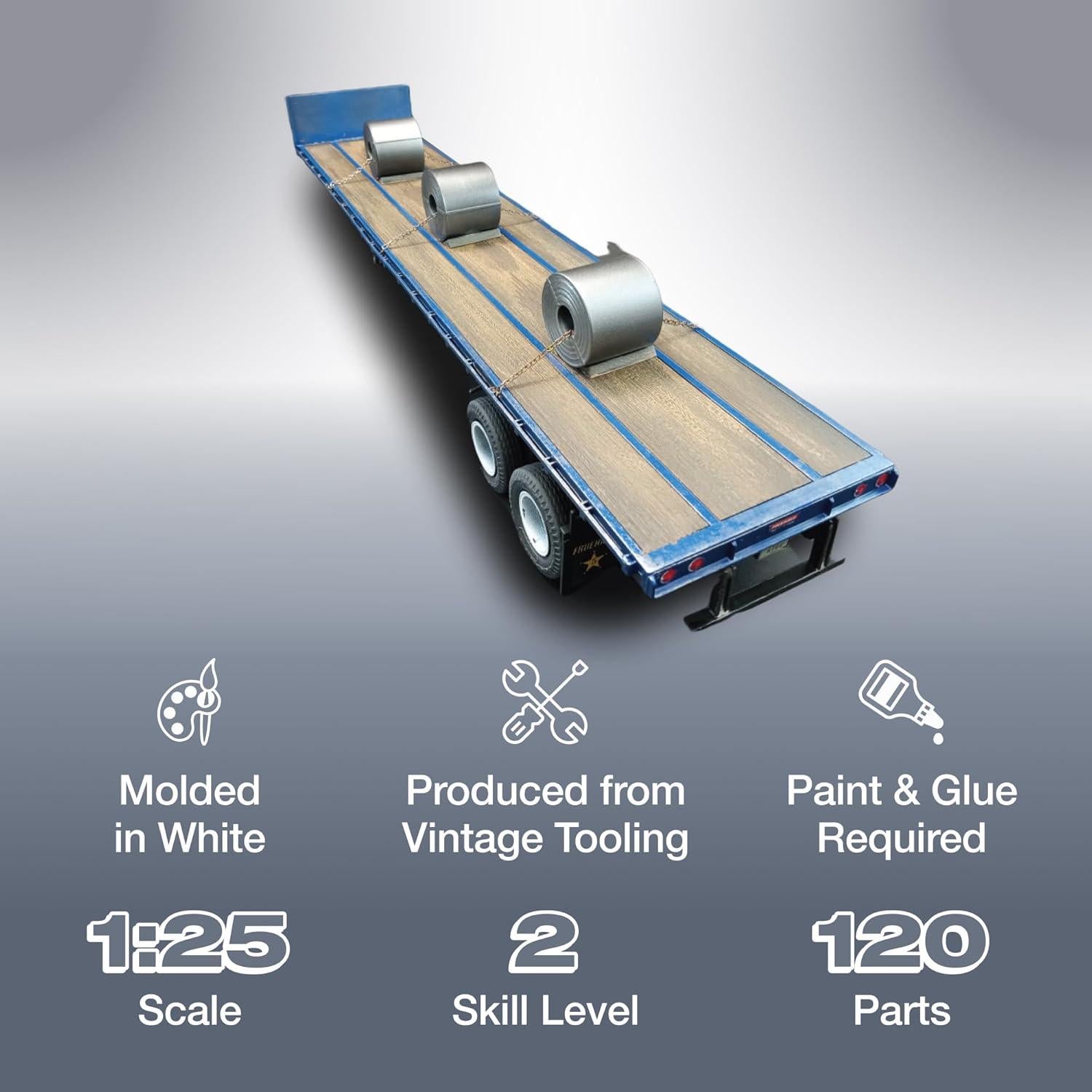 Kit a Escala 1:25 Remolque Plano AMT Fruehauf 120 Piezas